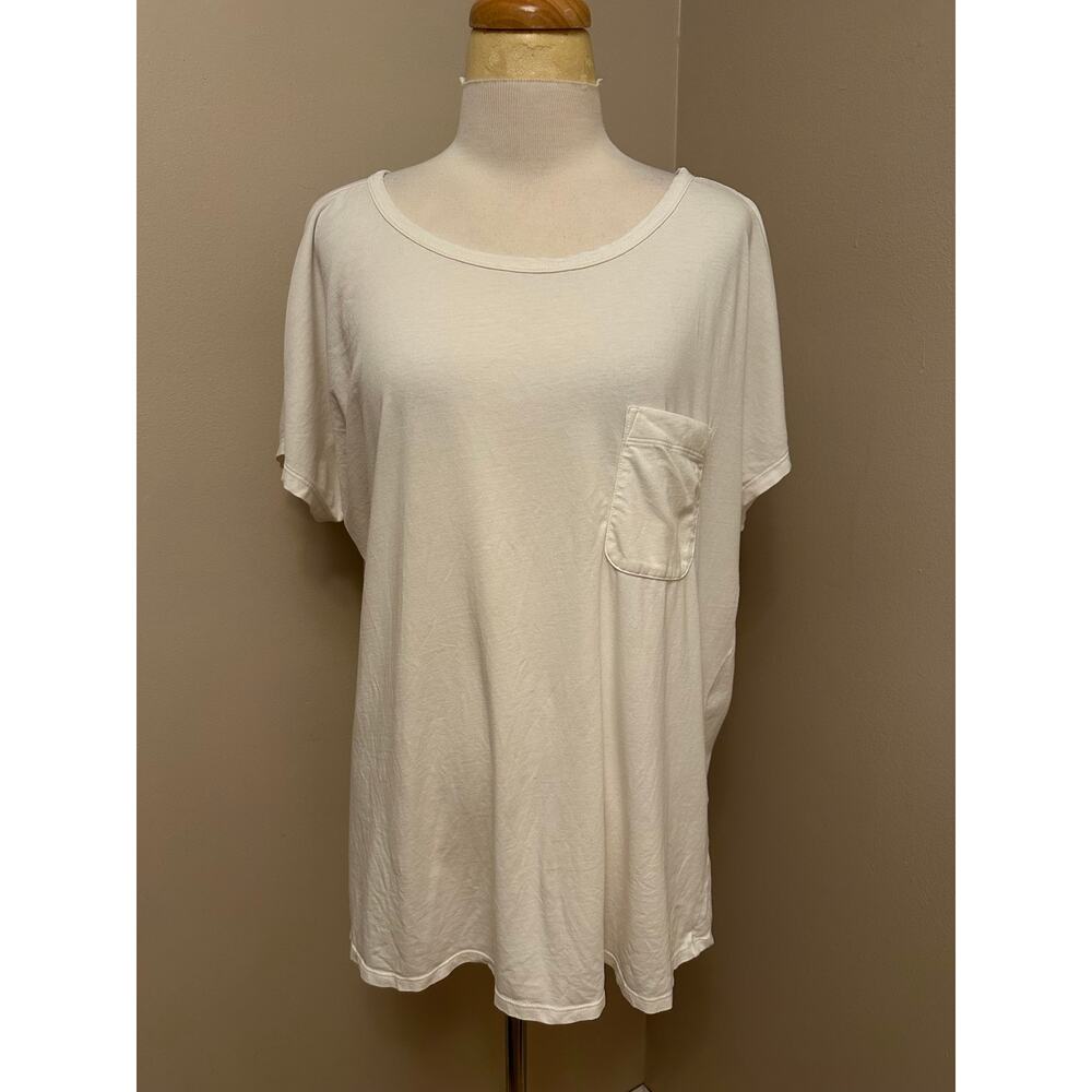 J.Jill One Pocket Short Sleeve Tee Shirt Oversized White Sz Large